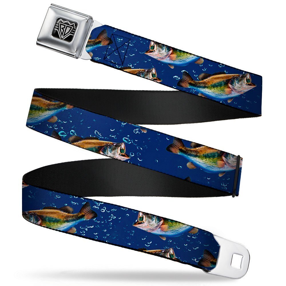 9724 Seatbelt Belt - Bass Fish/Water Bubbles - 1.5" Wide - 24-38 Inches in